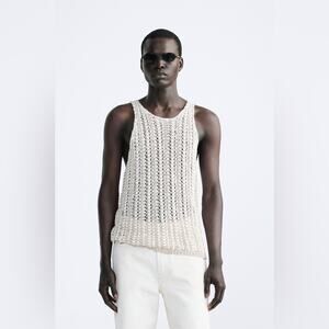 Zara TEXTURED KNIT TANK TOP Size Large